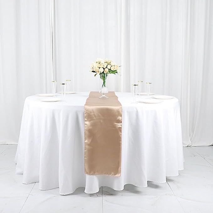 Balsa Circle 10 pcs 12 x 108 inch Nude Satin Table Runners Wedding Table Top Party Supplies Reception Linens Decorations - Image 2