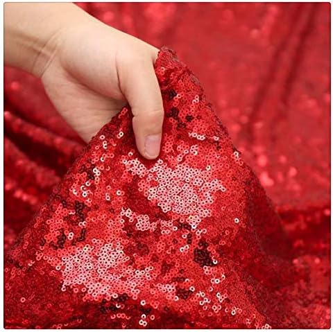 Sequin Tablecloth 90"x156" Red Tablecloth Rectangle Party Tablecloth Cover - Image 3