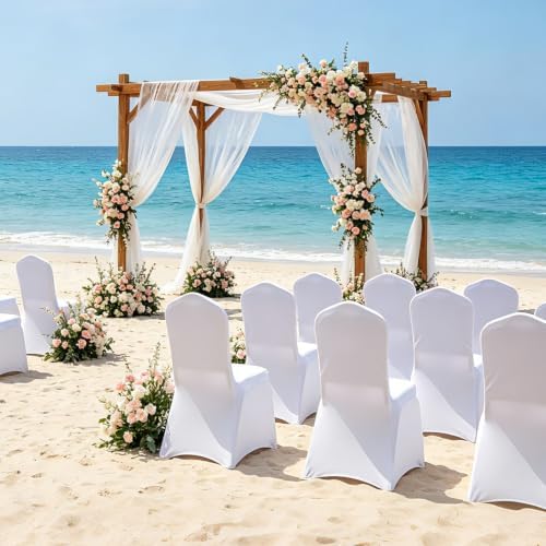 30PCS White Chair Covers, Wrinkle Resistant, Elastic Stretch and Washable, Stretch Polyester Spandex Slipcovers Folding Chair Covers for Party, Wedding, Dining, Banquet, Event - Image 7