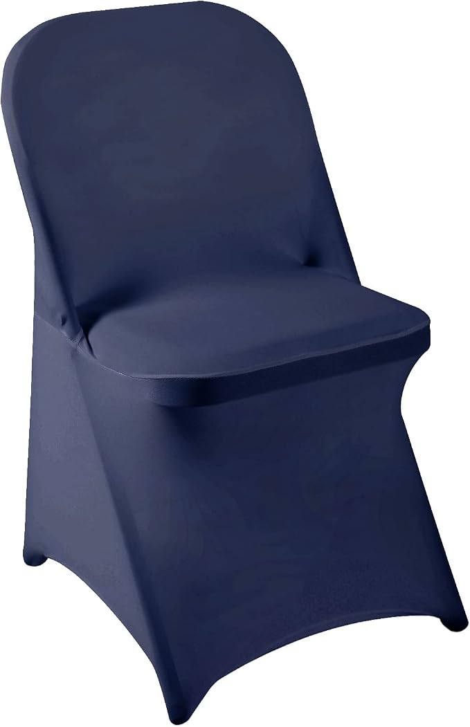 Folding Chair Covers 12pcs, Navy Universal Spandex for Wedding, Party, Banquet, Conference - Stretchy Fitted (Navy) by Howhic