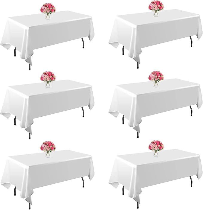 6 Pack White Table Cloth Rectangle 60x102inch Table Cloths for 6 Foot | Winkle Resistant,Washable and Reusable TableCloths for 6 Foot Rectangle Table,Table Cover for Party,Wedding,Buffet by Unknown