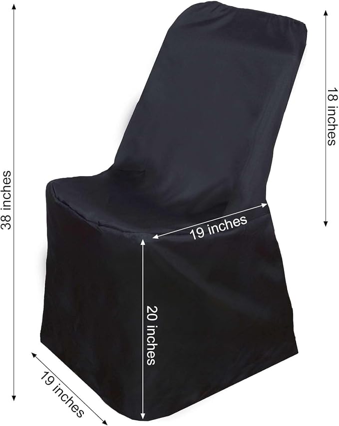 Efavormart 10 PCS Black Polyester Lifetime Folding Chair Covers, Durable Reusable Chair Covers - Image 3