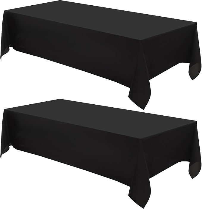 2 Pack Black Rectangle Tablecloths 60x120 Inch for 8ft Tables | Washable Decorative Linen Polyester Table Cover for Dining Tables, Banquets Buffets Parties and Weddings by AOCOZHomeLifeMuseum