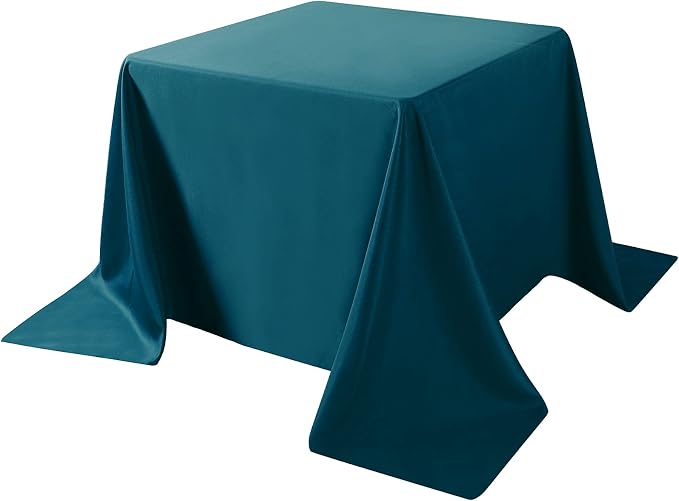 Cupuamon Square Tablecloth 90x90 inch Washable Polyester Fabric Table Cloth for Wedding Party Dining Banquet Decoration（90x90,Peacock Blue） - Image 2