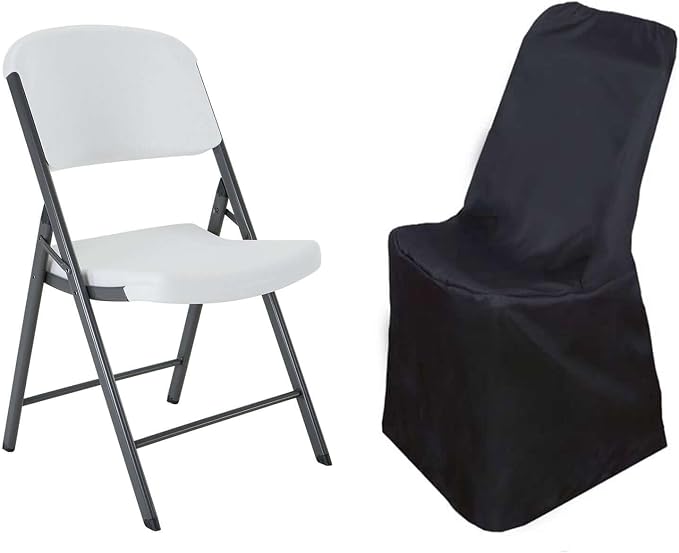 Efavormart 10 PCS Black Polyester Lifetime Folding Chair Covers, Durable Reusable Chair Covers - Image 6