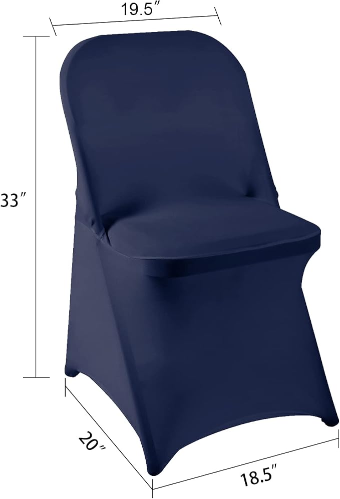 Folding Chair Covers 12pcs, Navy Universal Spandex for Wedding, Party, Banquet, Conference - Stretchy Fitted (Navy) - Image 4