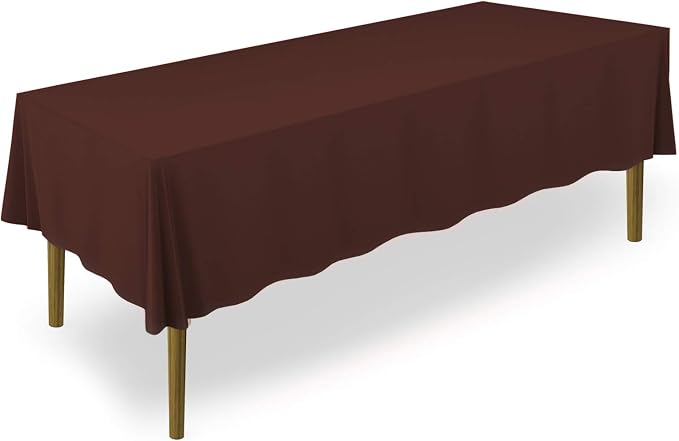 Lann's Linens 10 Pack 60 x 126 Inch Rectangular Tablecloth, Washable Polyester Fabric Dining Table Cloth for Restaurants, Weddings - Chocolate Brown by LannsLinens