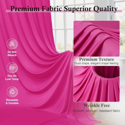 20ft x 15ft Hot Pink Backdrop Curtains for Wedding Parties, 4 Panels Extra Long Wrinkle Free Fabric Drapes Photo Backdrop for Baby Shower Birthday Stage Reception Lobby Decoration - Image 3