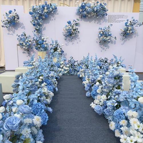 WEISPARK 100PCS Artificial Hydrangea Flowers, Fake Flowers Silk Hydrangea Full Flowers Heads with Stems for Wedding Home Party Shop Baby Shower Decor (Blue) - Image 3