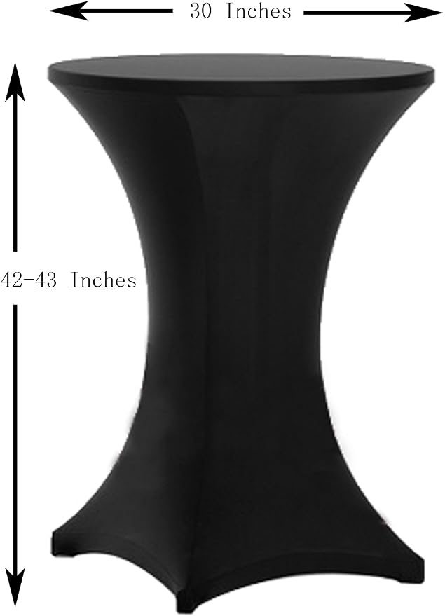 Tina's 30x42 Inch Highboy Spandex Cocktail Table Covers Black, Cocktail Table Tablecloth, Fitted Stretch Cocktail Tablecloth for Round Tables - Image 2