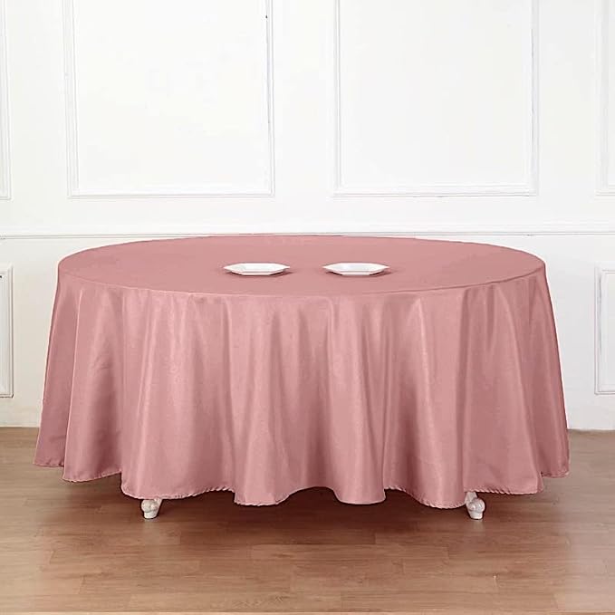 Balsa Circle 6 pcs 108 inch Dusty Rose Round Polyester Tablecloths Fabric Table Cover Linens for Wedding Party Banquet Reception Events Kitchen Dining - Image 2