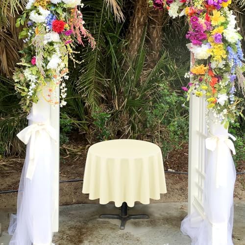 8 Pack Beige Round Tablecloths, Diameter of 70 inch - Image 5
