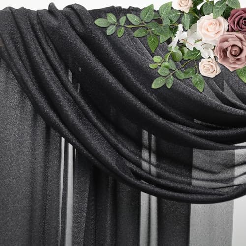 Wedding Arch Draping Fabric 2 Panels Black Sheer Backdrop Drapes - Image 4