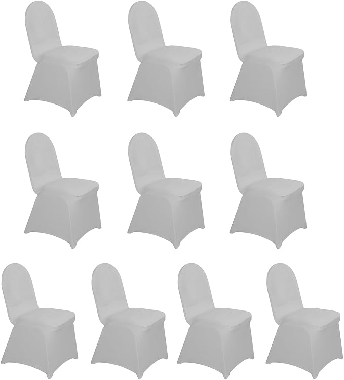 Efavormart 10 PCS Spandex Stretch Silver Chair Covers Universal Banquet Chair Covers for Party Dining with Foot Pockets Washable Wedding Chair Slip Covers for Outdoor - Image 3