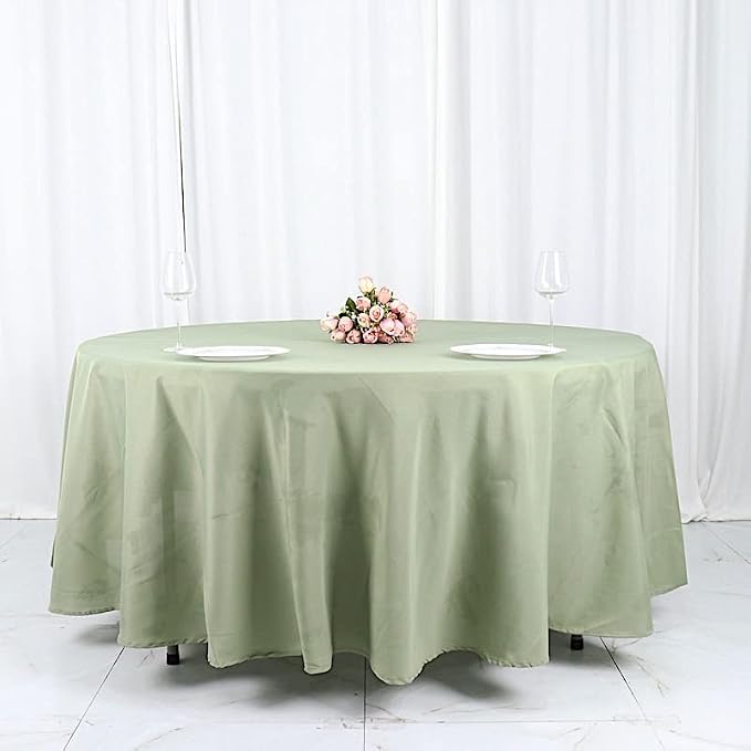 Balsa Circle 6 pcs 108 inch Eucalyptus Green Round Polyester Tablecloths Fabric Table Cover Linens for Wedding Party Banquet Reception Events Kitchen Dining - Image 5