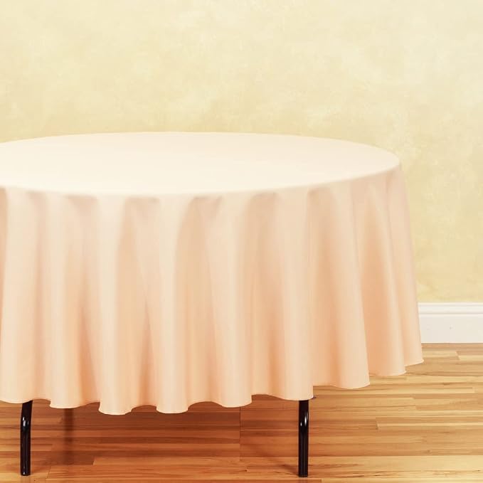 LinenTablecloth 90-Inch Round Polyester Tablecloth Peach - Image 2