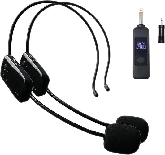 Wireless Microphone Headset for 2 People, 160 ft Range,2.4G Dual Wireless Headset Mics Ideal for Speakers, Voice Amplifier, PA System, Teacher, Tour Guides, Fitness Instructor