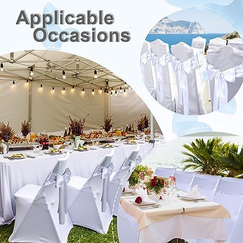Lounsweer 50 Pcs Folding Chair Cover Set, White, White - Image 6