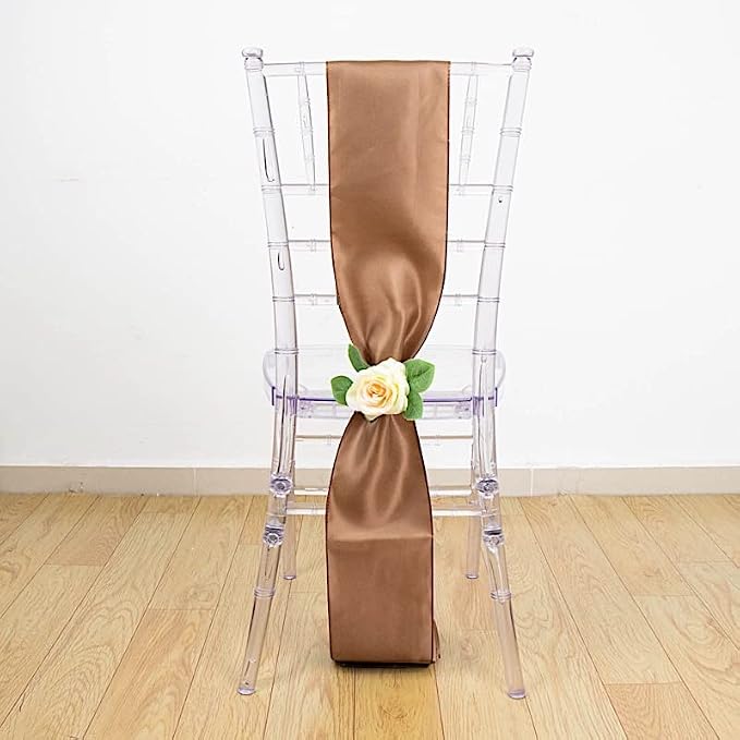 100 Taupe Satin Chair Sashes Bows Ties for Wedding Decorations Party Supplies Events Chair Covers Decor Banquet Reception - Image 3
