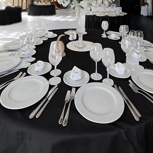 Fitable 6 Pack Black Round Tablecloths 70 Inch for 36"-48" Tables - Image 2