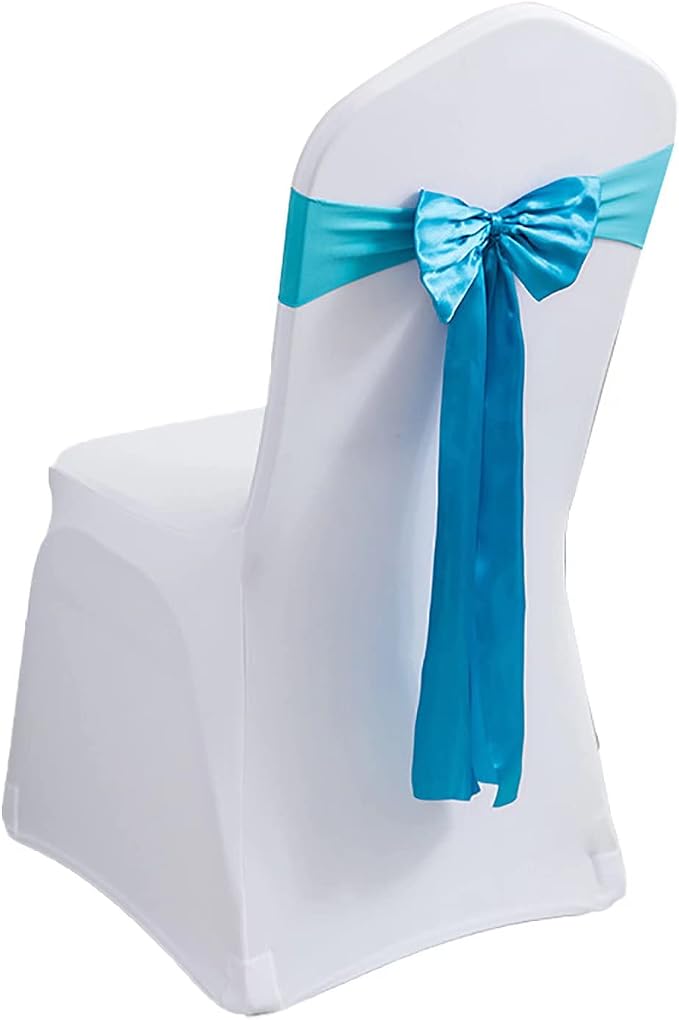 Pack of 20 Spandex Sashes - Chair Bands, Ribbons, Bows in Lake Blue for Wedding, Party, Banquet & Home Decoration (20 PCS) by MYS+QiQi