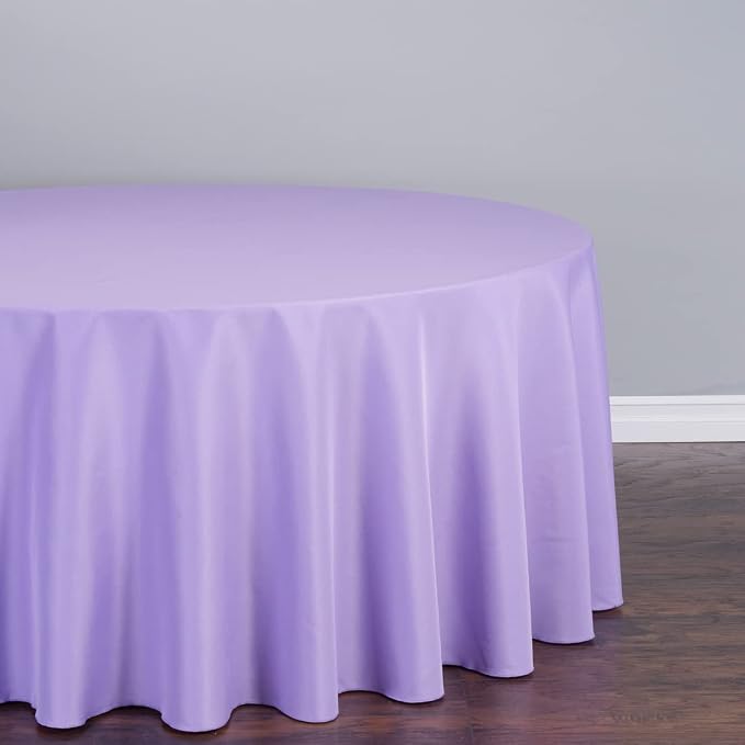 LTC LINENS Lavender Round Tablecloth - 132 Inch Round Tablecloth, Large Party Table Cloth, Wrinkle Resistant, Washable Polyester Fabric Table Cover Linens for Wedding, Party, Banquet - Image 2