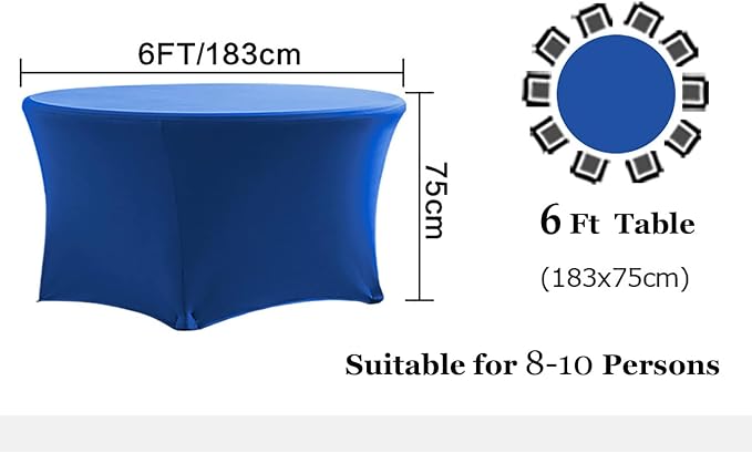 Spandex Round Tablecloth Green 6ft Fitted Stretch Tablecloth Elastic Cocktail Table Cover for Wedding Party Restaurant Banquet New Year and Halloween PTC24 - Image 5