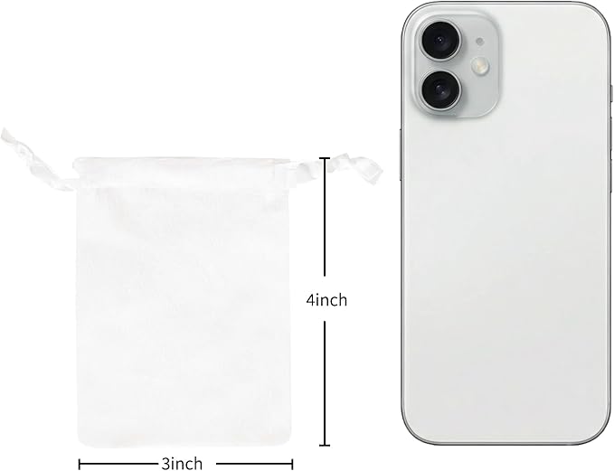 QIANF 12pcs White Velvet Drawstring Bags 3x4 inches Mini Velvet Cloth Gift Bags Jewelry Pouches for Storage Wedding Party Favor Christmas 3x4 - Image 2