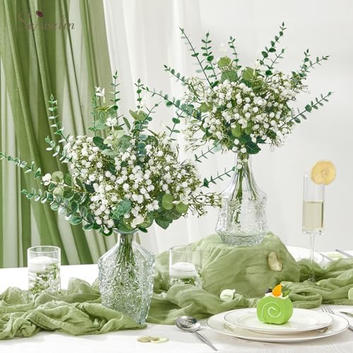 Serwalin 100PCS Mixed Eucalyptus Stems with Baby's Breath Greenery - Image 4
