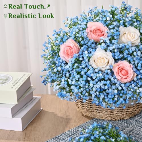 72 Pcs Babys Breath Artificial Flowers, Blue Fake Babys Breath Flowers - Image 2