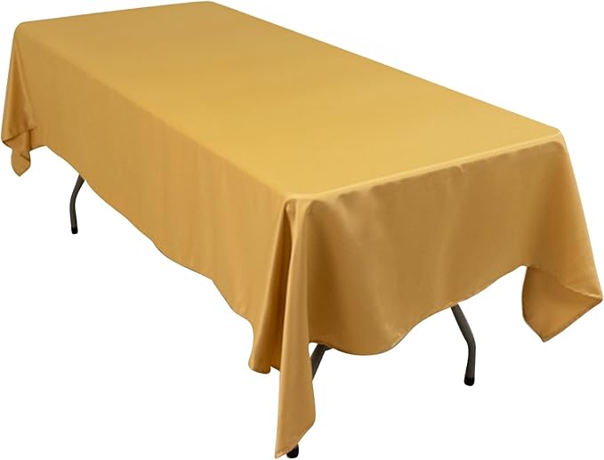 Efavormart Champagne Seamless Lamour Satin Rectangle Tablecloth - 60"x102"