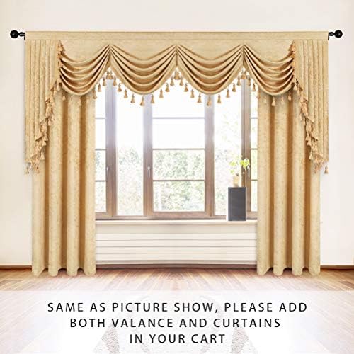 ELKCA Thick Chenille Window Curtains Valance for Living Room Luxury Gold Curtain Valance for Bedroom (W110inch, 1 Panel) - Image 2