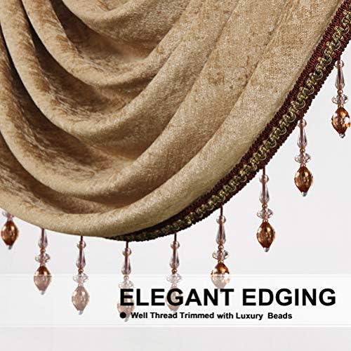 ELKCA Double-Sided Chenille Valance for Living Room Coffee Curtains Valance with Beads for Bedroom,Rod Pocket (W118Inch,1 Panel) - Image 4