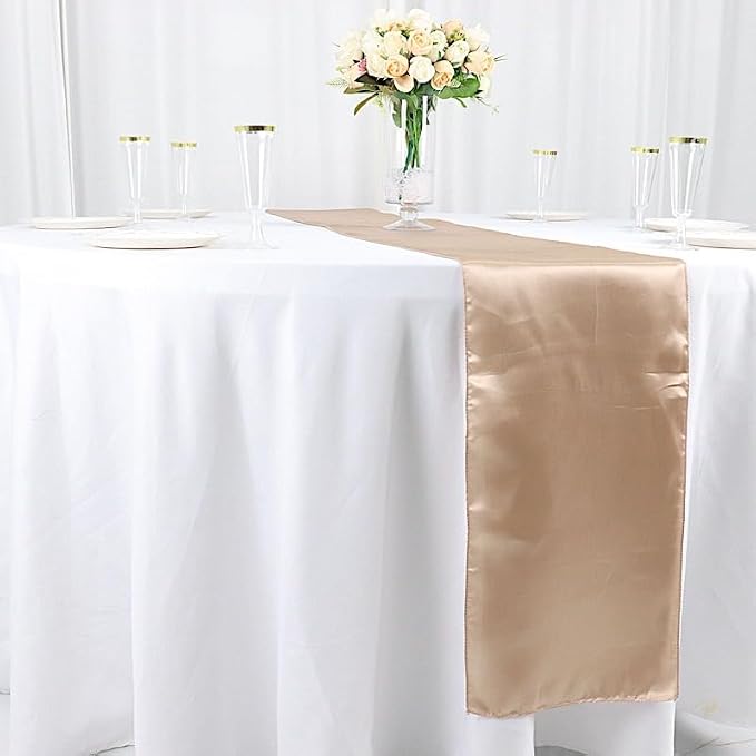 Balsa Circle 10 pcs 12 x 108 inch Nude Satin Table Runners Wedding Table Top Party Supplies Reception Linens Decorations - Image 7