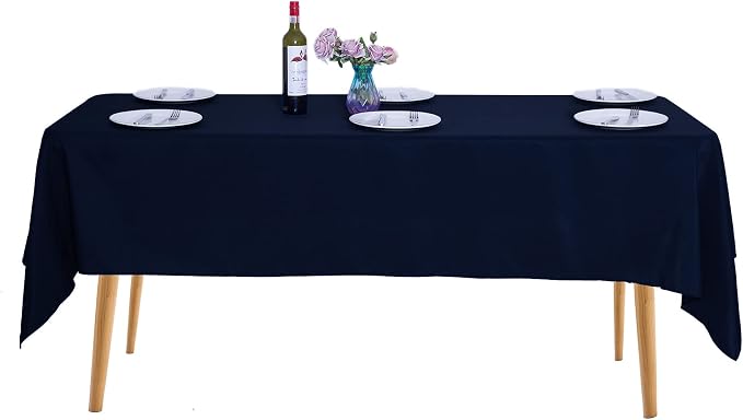 Ascoza 2pack 60x102 Inch Navy Rectangular Tablecloth 6 Feet Table Cloth in Polyester Fabric for Wedding/Banquet/Restaurant/Parties by Ascoza