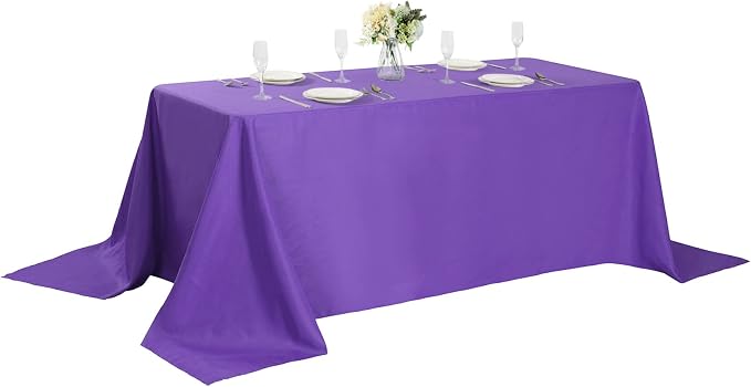 Cupuamon Rectangle Tablecloth 90x156 inch Washable Polyester Fabric Table Cloth for Wedding Party Dining Banquet Decoration（90x156,Purple） by Cupuamon