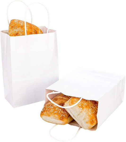 Restaurantware-Saving Nature 10 x 6.75 x 12 Inch Shopping Bags, 100 Medium Retail Bags With Handles - Sustainable, Durable, White Paper Merchandise Bags, For Wedding, Birthday Party Favor by Restaurantware