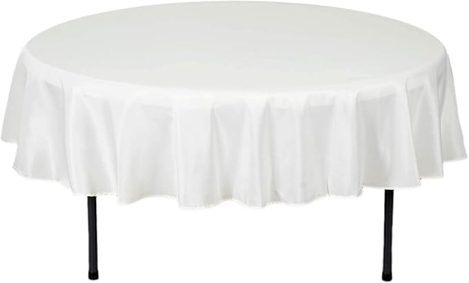 Balsa Circle 6 pcs 90 inch Ivory Round Washable Polyester Easy-Care Tablecloth for Indoor and Outdoor Bridal Shower Wedding Table Buffet Table Parties Kitchen Dining by BalsaCircle