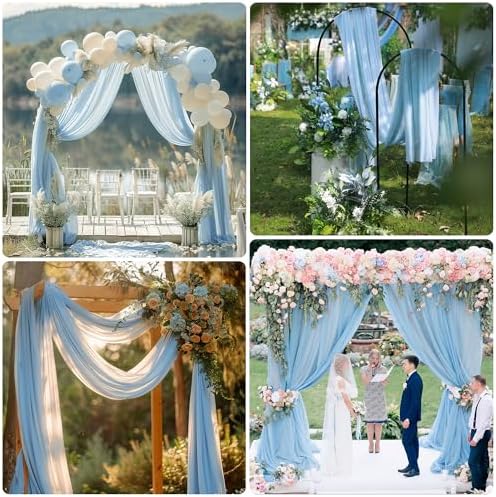 Wedding Arch Draping Fabric 1 Panel Baby Blue Sheer Backdrop Drapes - Image 6