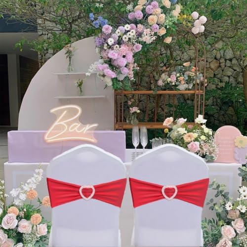 Red Chair Sashes 100 Pack Spandex Red Sashes for Chairs with Heart Buckle - Image 5