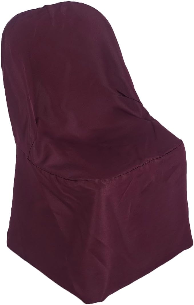 Tableclothsfactory 40PCS Burgundy Linen Polyester Folding Chair Cover Dinning Chair Slipcover for Wedding Party Event Banquet Catering - Image 3