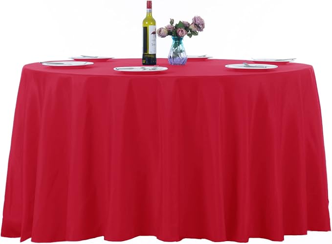 Ascoza 2pack 108 Inch Red Round Tablecloth in Washable Polyester Fabric for Wedding/Banquet/Restaurant/Parties… by Ascoza