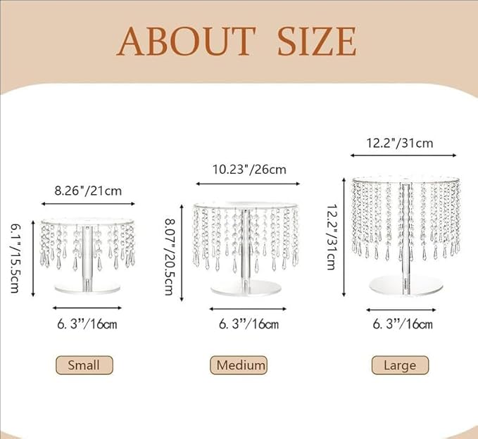 Acrylic cake stand, Acrylic Cake Rack Circular Cupcake Rack Dessert Display Rack With Crystal Chandelier For Wedding Birthday Party Table Decoration(Small)