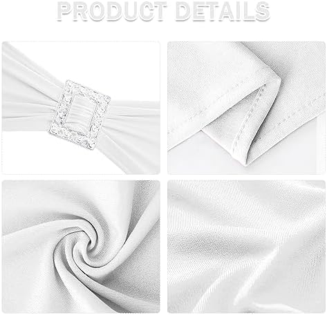 Joccun 30 PCS Spandex Chair Sashes Bows Stretch Chair Cover Band with Buckle Slider Universal Elastic Chair Ties for Wedding Banquet Party Event Decoration (White) - Image 3