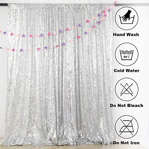 ShinyBeauty Silver Sequin Backdrop 10x10FT, Seamless, Non-Through, Includes 1pc, for Photography, Wedding, Baby Birthday Party, Event Decoration - Image 5