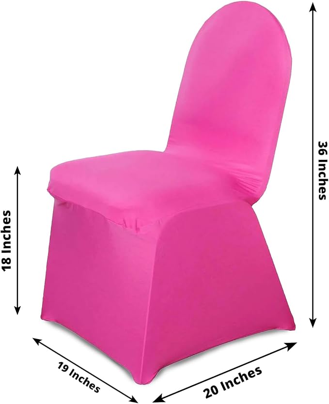 Efavormart Spandex Stretch Fushia Chair Covers 100 PCS Universal Banquet Chair Covers for Party Dining with Foot Pockets Washable Wedding Chair Slip Covers for Outdoor - Image 6
