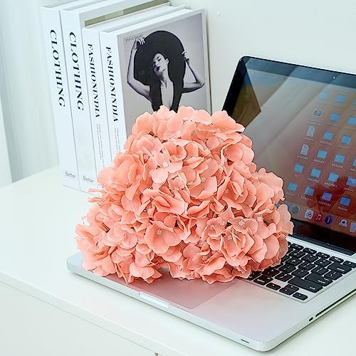Artificial Hydrangea Flowers Coral Heads 10 Fake Hydrangea Silk Flowers for Wedding Centerpieces Bouquets DIY Floral Decor Home Decoration with Stems - Image 3