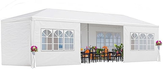 10' X 30' Outdoor Wedding Party Tent Canopy Tent with 8 Removable Sidewalls, Heavy Duty Waterproof Gazebo Patio Shelter for BBQ Camping Party Cater Events