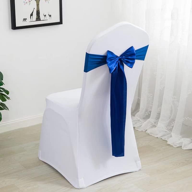 Pack of 100 Satin Stretch Chair Sash Bow, No Need Tied, Spandex Chair Bands, Chair Ribbons Bows for Hotel Wedding Party Banquet Birthday Reception Decor(Royal Blue) - Image 2