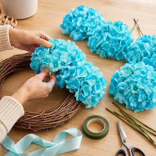 100Pcs Tiffany Hydrangea Artificial Flowers - Image 4